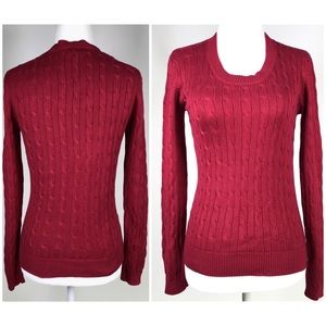 💢 ANN TAYLOR 💢 Silk cotton cable knit burgundy sweater